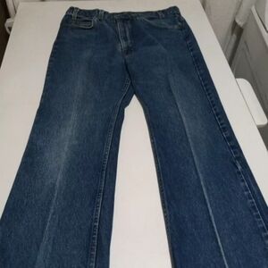 Men Vintage Orange Tab Wrangler 575 Classic Denim Dark Jeans 32